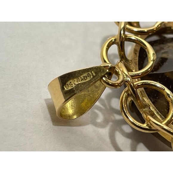Vintage Italian 18K Gold Pendant With 19mm Smoky Quartz Stone - Picture 8 of 14